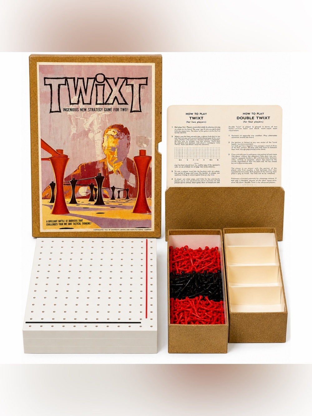 Vintage 1962 Twixt Complete 3M Bookshelf Strategy Board Game w Instructions VG